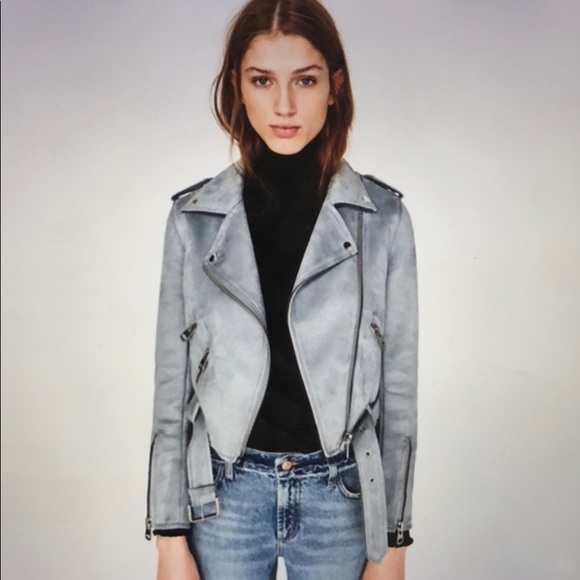 light blue moto jacket